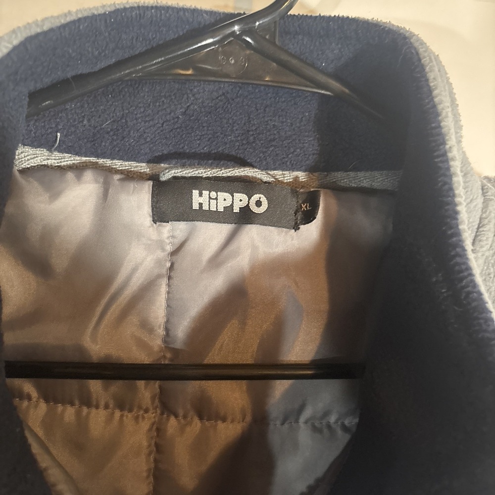 HIPPO Fleece Vest Gray Heathered Full Zip Pockets Logo Men's Size XL VTG - Picture 4 of 12